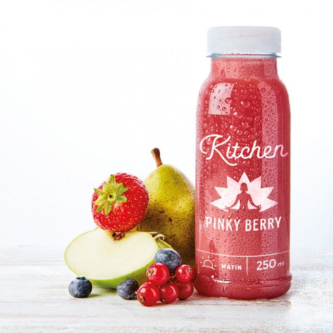 Jus détox PINKY BERRY - Pomme, poire, groseille, fraise, myrtille, cassis