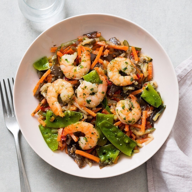 Gambas façon Thaï et son Wok de légumes 