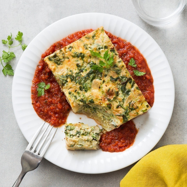 Omelette façon tortilla et sa compotée de tomate