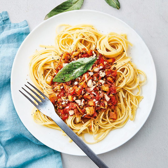 Linguine bolognaise végétarienne
