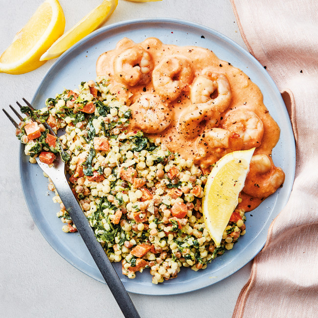 Risotto de fregola perla et gambas