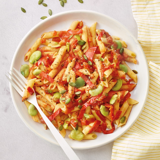 Penne façon Arrabiata - sauce jalapeño et brunoise de légumes