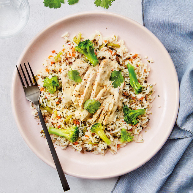 Poulet à la crème de gingembre & duo de riz